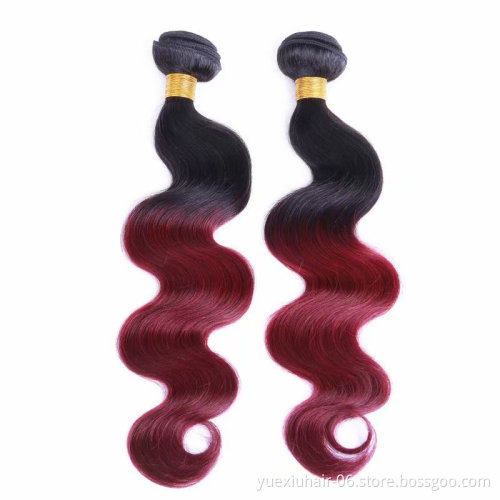 T1b/4/30  T1b/4/27 Ombre Body Wave Bundles 3 Tone Human Hair Weave Bundles With Closure
